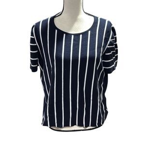Banana Republic Navy and White Striped Tee